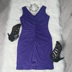Calvin Klein Cocktail Dress. Sleeveless  Sz 8P.  Purple. Gathered. Sexy